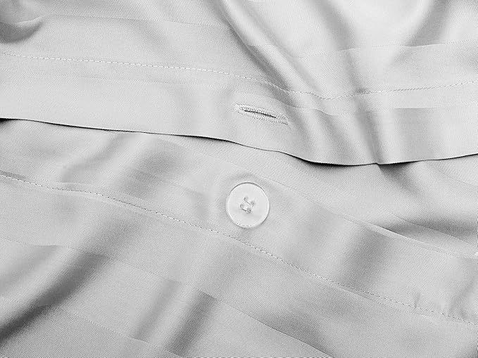 Pure Bamboo Queen Duvet Cover, 3 Piece Set, Genuine 100% Organic Viscose Derived from Bamboo, Luxuriously Soft and Cooling, 2 Pillowcases (Queen, Jacquard White)