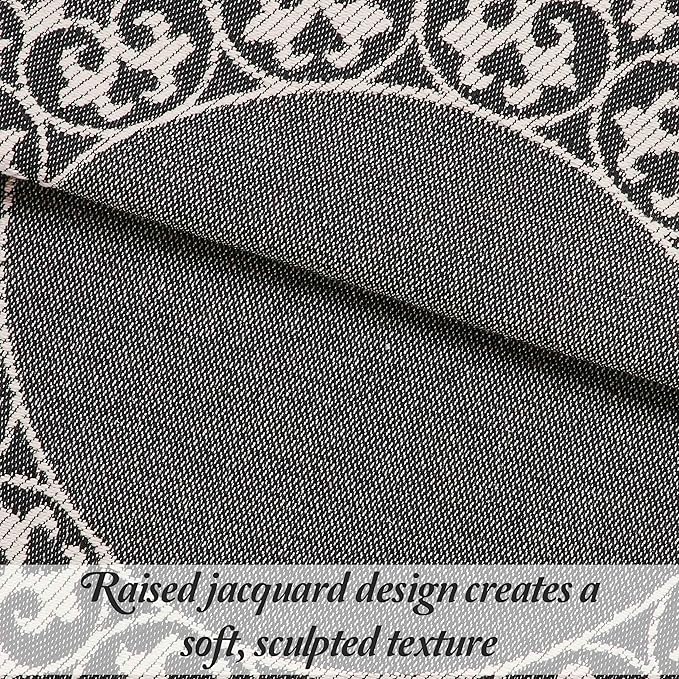 Superior Cotton Blend Bedspread Set, Includes Oversized Bedspread and 2 Matching Pillow Shams, Light Weight Blanket, Bedding Decor, Jacquard Vintage Floral Mandala, Lyron Collection - King, Charcoal