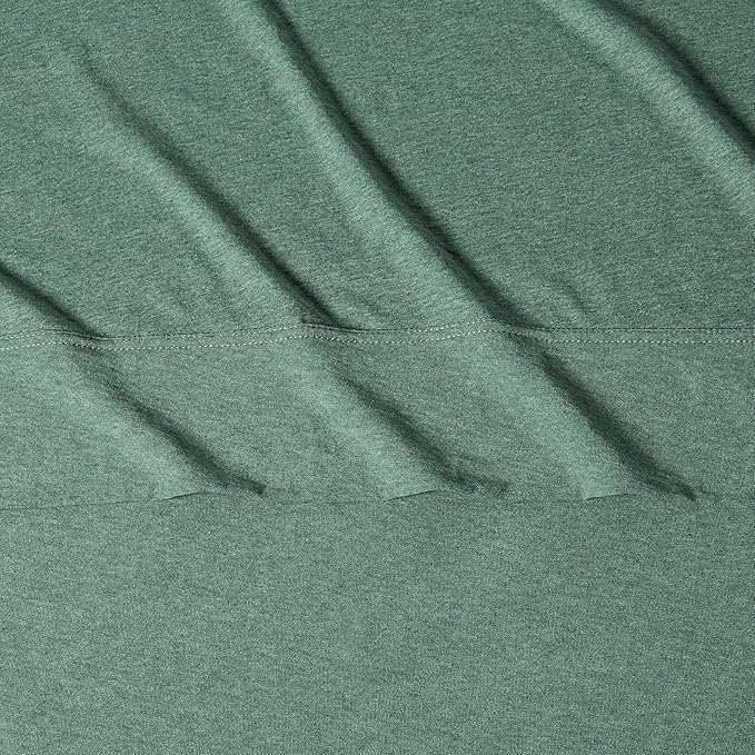 Amazon Basics 100% Cotton Jersey Bed Sheet Set, Full, Olive (Melange), Solid