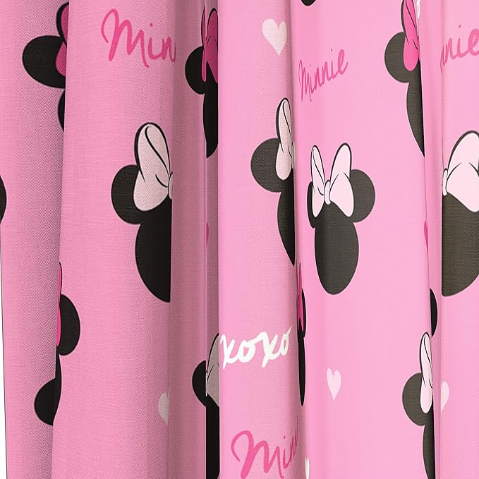 Jay Franco Disney Minnie Mouse Hearts N Love 84" inch Drapes - Beautiful Room Décor & Easy Set Up, Bedding - Curtains Include 2 Tiebacks, 4 Piece Set (Official Disney Product)