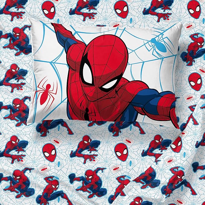 Jay Franco Marvel Spiderman Webtastic 5 Piece Twin Size Bed Set - Includes Reversible Comforter & Sheet Set - Super Soft Kids Bedding Fade Resistant Microfiber (Official Marvel Product)