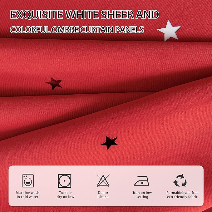 XiDi Blackout Curtains for Bedroom Windows - Unicorn Pattern for Girls & Kids Room, Living Room - 63"L x 52"W, 2 Panel, Red