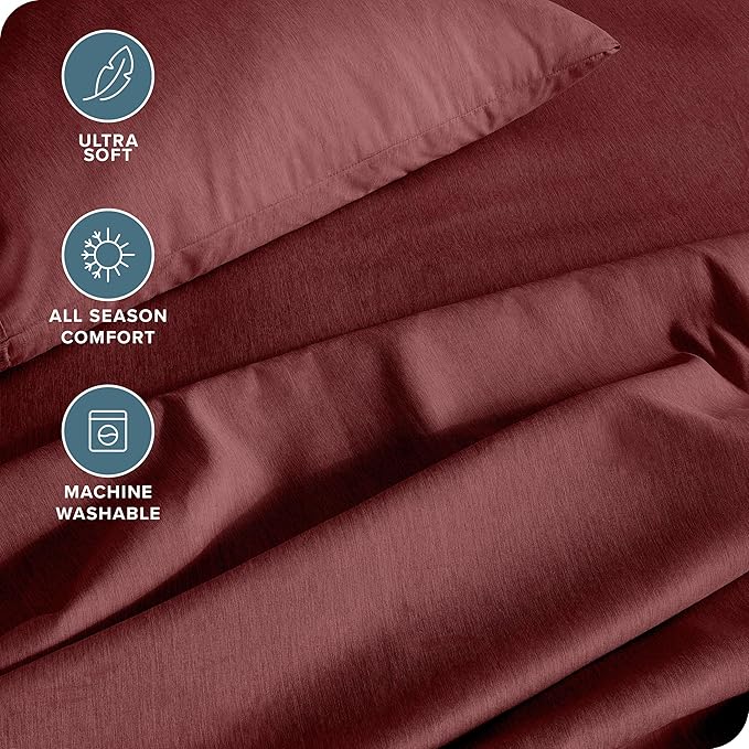 Bare Home Twin Sheet Set - 1800 Ultra-Soft Microfiber Double Brushed - Deep Pockets - Easy Fit - Extra Soft - 3 Piece Set - Bed Sheets (Twin, Heathered Rose)
