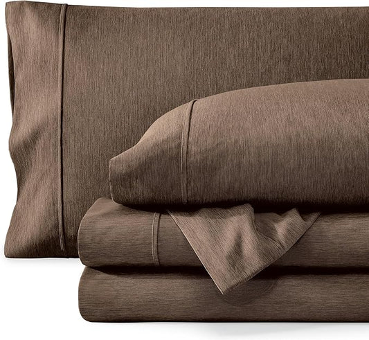 Bare Home Queen Sheet Set - Luxury 1800 Ultra-Soft Microfiber Double Brushed - Deep Pockets - Easy Fit - 4 Piece Set - Bedding Sheets & Pillowcases (Queen, Heathered Taupe)