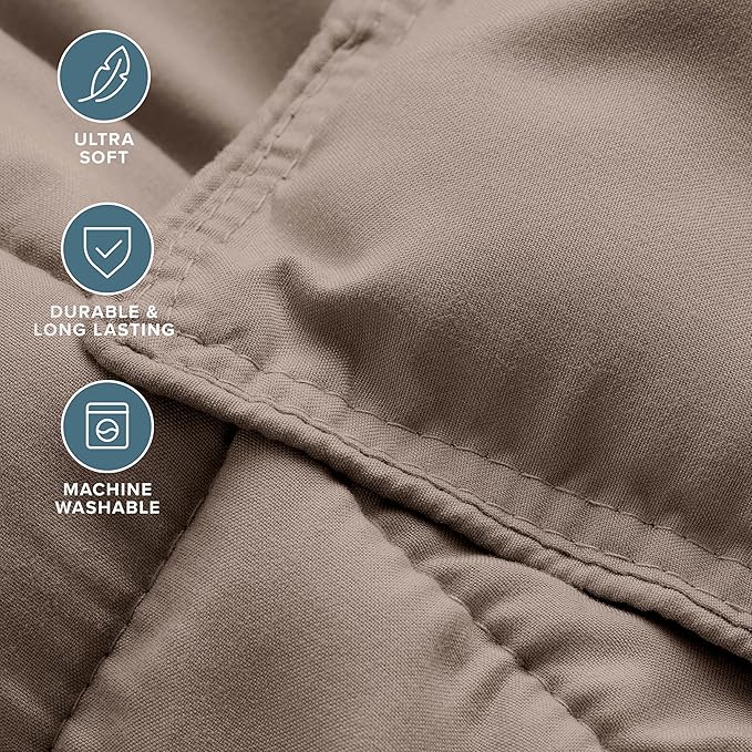 Bare Home Comforter Set - Queen Size - Ultra-Soft - Goose Down Alternative - Premium 1800 Series - All Season Warmth (Queen, Taupe)