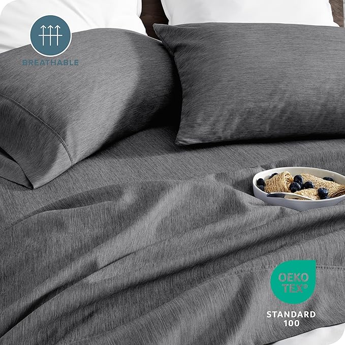 Bare Home Full Sheet Set - Luxury 1800 Ultra-Soft Microfiber Double Brushed - Deep Pockets - Easy Fit - 4 Piece Set - Bedding Sheets & Pillowcases (Full, Heathered Grey)