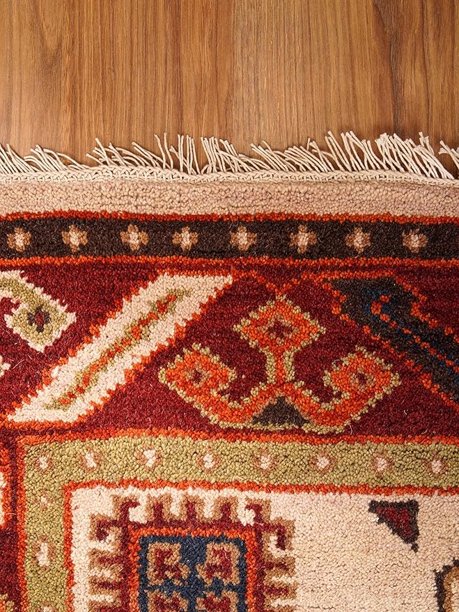 Hand Knotted Wool & Silk ECO-Friendly Oriental Area Rugs - 10'x13', Rectangle Shape, Cream Burgundy Color, Classic Oriental Traditional, Medium Pile Handmade Area Rugs (AF0102)