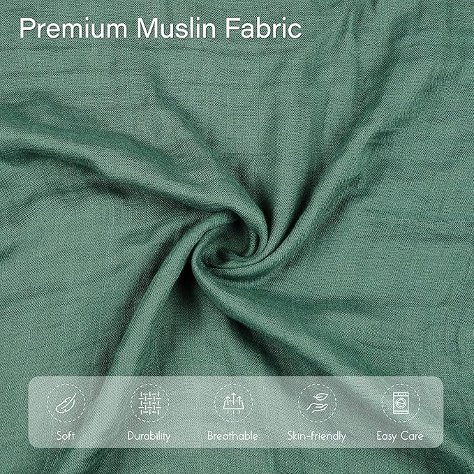 Meracorallo Muslin Swaddle Blanket Silky Soft Receiving Blanket Swaddle Wrap for Baby Boys and Girls, 47 x 47 inches, Set of 4 Solid Color, Brown Green Beige White