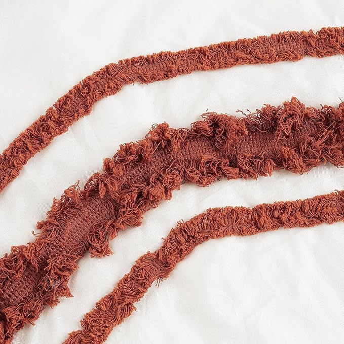 Sweet Jojo Designs Orange Boho Bohemian Girl boy Baby Crib Bedding Set Infant Nursery Blanket Fitted Sheet Skirt Diaper Stacker 4p Burnt Rust Ivory Farmhouse Shabby Chic Modern Tassel Fringe Cotton
