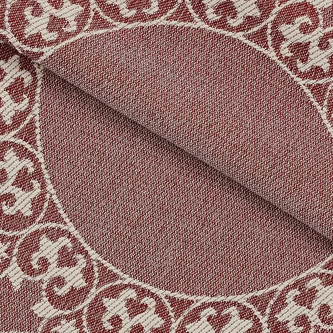 Superior Cotton Blend Bedspread Set, Includes Oversized Bedspread and 2 Matching Pillow Shams, Light Weight Blanket, Bedding Decor, Jacquard Vintage Floral Mandala, Lyron Collection - King, Berry Red