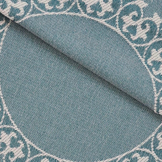 Superior Cotton Blend Bedspread Set, Includes Oversized Bedspread & 2 Matching Pillow Shams, Light Weight Blanket, Bedding Decor, Jacquard Vintage Floral Mandala, Lyron Collection, Full, Cerulean Blue