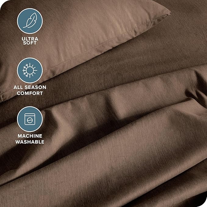 Bare Home Twin XL Sheet Set - 1800 Ultra-Soft Microfiber Twin Extra Long Sheets - Double Brushed - Deep Pockets - Easy Fit - Soft - 3 Piece Set - Bed Sheets (Twin XL, Heathered Taupe)