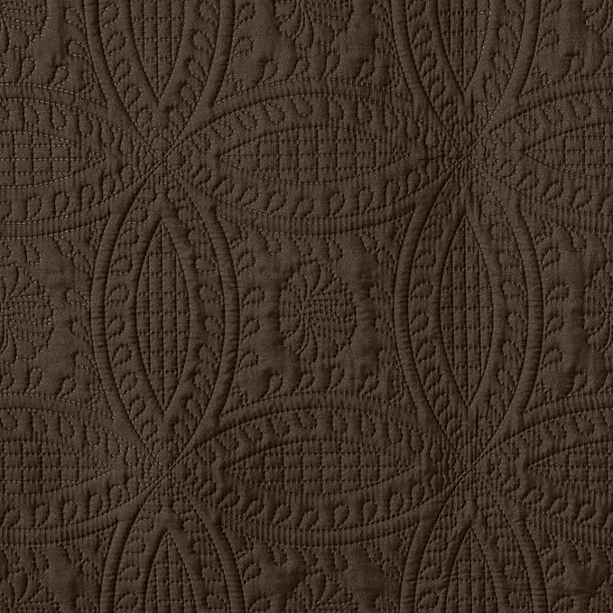 Chezmoi Collection Austin 3-Piece Oversized Bedspread Coverlet Set (Queen, Chocolate)