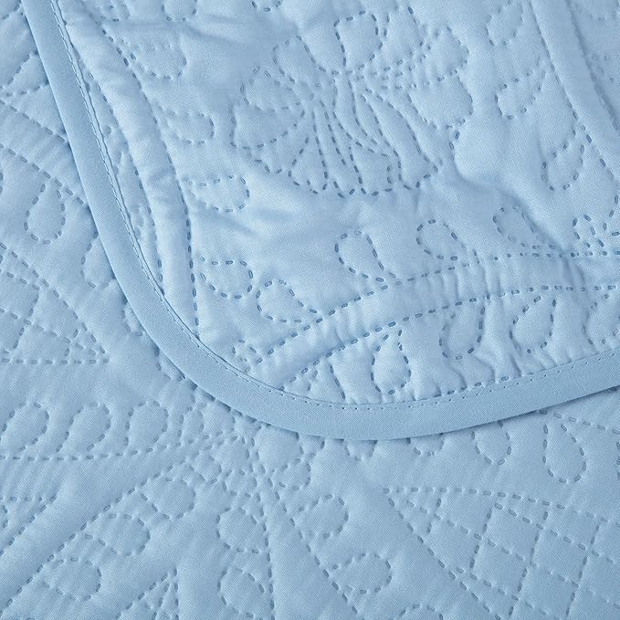 Chezmoi Collection Austin 3-Piece Oversized Bedspread Coverlet Set (Queen, Chambray Blue)