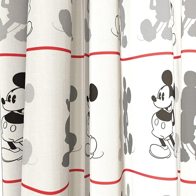 Disney Mickey Mouse Jersey White 4 Piece 84" Curtain/Drapes Set (2 Panels, 2 Tiebacks)