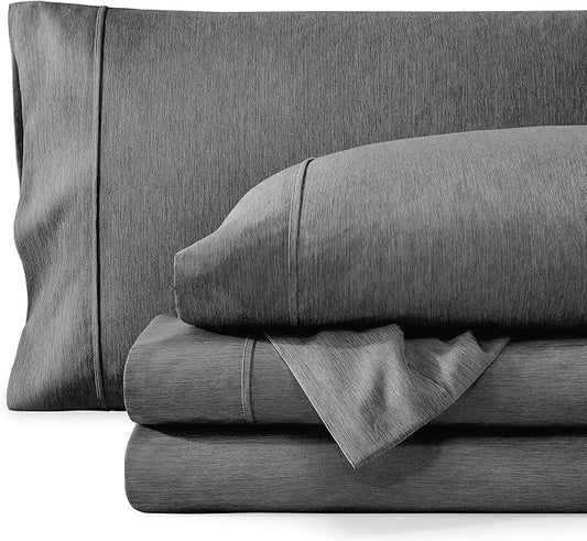 Bare Home California King Sheet Set - 1800 Ultra-Soft Microfiber Cal King Bed Sheets - Double Brushed - Deep Pockets - Easy Fit - 4 Piece Set (California King, Heathered Grey)