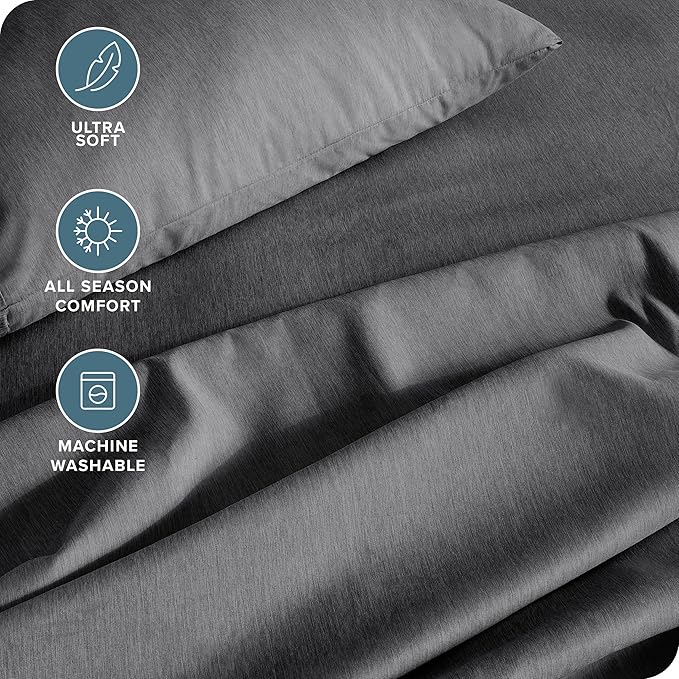 Bare Home Full Sheet Set - Luxury 1800 Ultra-Soft Microfiber Double Brushed - Deep Pockets - Easy Fit - 4 Piece Set - Bedding Sheets & Pillowcases (Full, Heathered Grey)