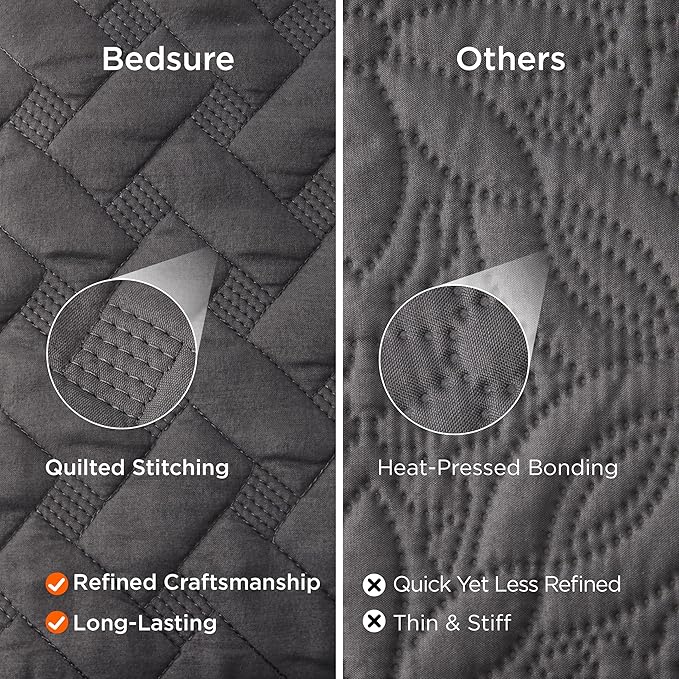 Bedsure Quilts California King Size - Lightweight Bedspreads Cal King Size with Basket Weave Pattern, Soft Quilt Bedding, Grey Comforter Coverlet for All Seasons (111" x 106")