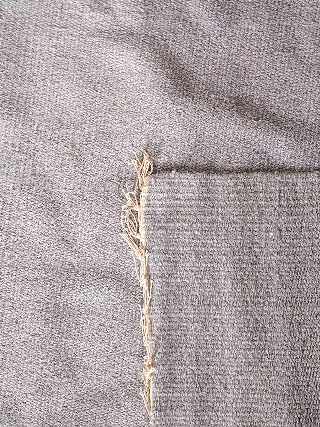 Rugsotic Carpets Hand Woven Flat Weave Kilim Wool ECO-Friendly Area Rugs - 6'x9', Rectangle Shape, Silver Color, Solid Plain Design, Low Pile Handmade Rugs for Living Room, Bed Room (D00111)