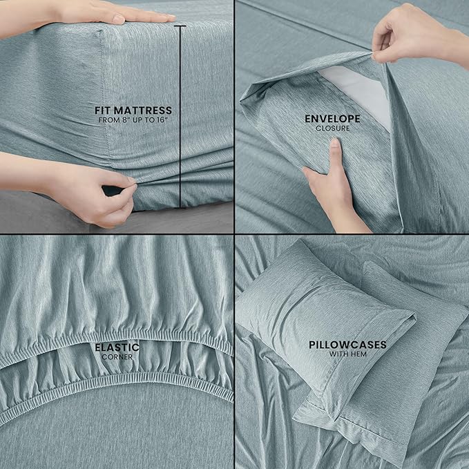 Utopia Bedding Full Sheet Set – 4 Piece Bed Sheets for Cal King Size Bed, Soft and Breathable Microfiber, Includes 1 Fitted Sheet, 1 Flat Sheet and 2 Pillowcases (Heather Grey)