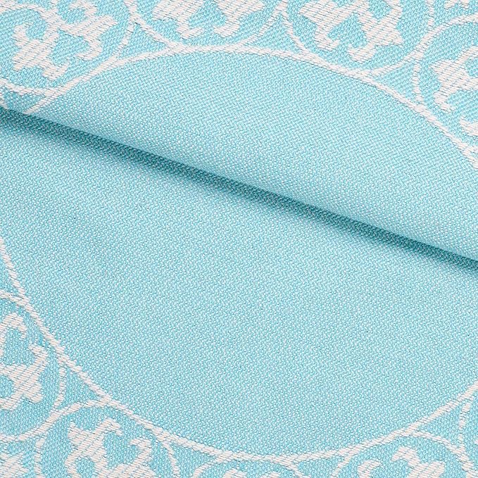 Superior Cotton Blend Bedspread Set, Includes Oversized Bedspread and 2 Matching Pillow Shams, Light Weight Blanket, Bedding Decor, Jacquard Vintage Floral Mandala, Lyron Collection - King, Aqua