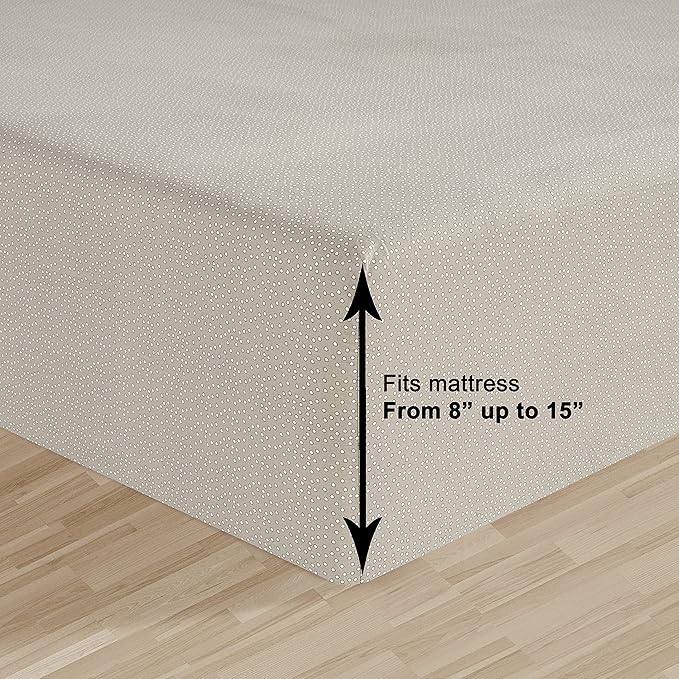 LANE LINEN Twin XL Fitted Sheet, 100% Organic Cotton 2-Piece Set (1 Fitted Sheet, 1 Pillowcase), Percale Weave, Bottom Sheet, Soft, Fits Mattress Upto 15" Deep - Grey (White Dot)(No Flat Sheet)