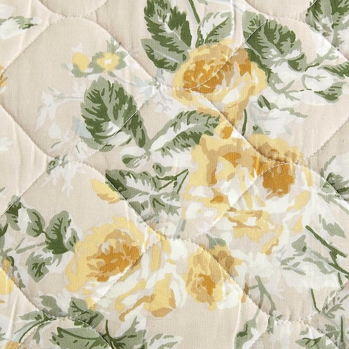 Laura Ashley - King Quilt Set, Reversible Cotton Bedding with Matching Shams, Lightweight Home Decor for All Seasons (Roses Gold, King)