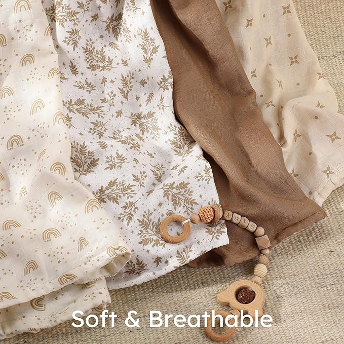 Yoofoss Muslin Swaddle Blankets, Organic Baby Blankets, 47 x 47 Inches Receiving Blanket for Baby Boys and Girls, Baby Essentials for Newborns Soft Breathable