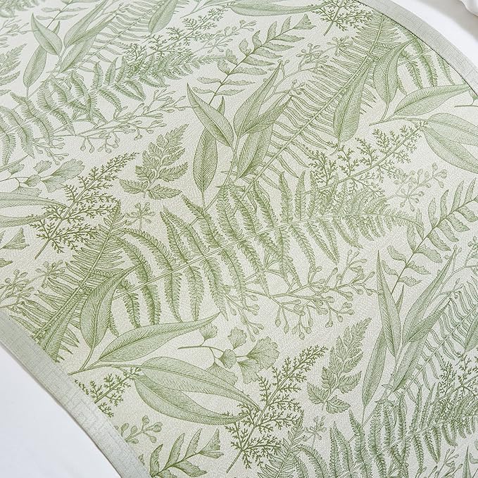 OSVINO Floral Bed Scarf 100% Microfiber Elegant Fade Resistant Bed Runner Bedspread Slipcover Bedding Decor for Wedding Room Bedroom, Green, Queen