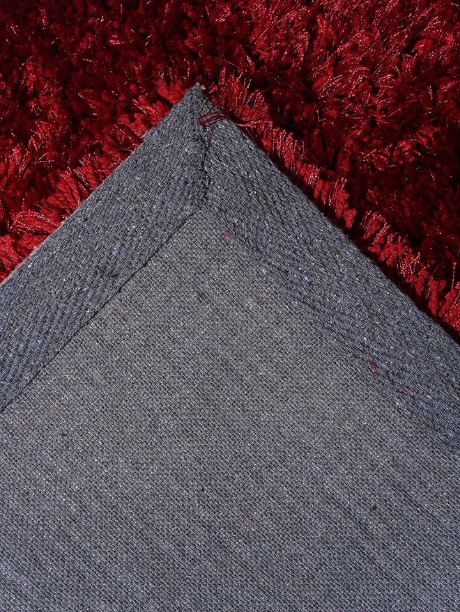Hand Tufted SHAG Polyester ECO-Friendly Area Rugs - 2'6"x8', Runner, Red, Solid Plain Design, High Pile Thick Handmade Anti Skid Area Rugs for Living Room, Bed Room K00111
