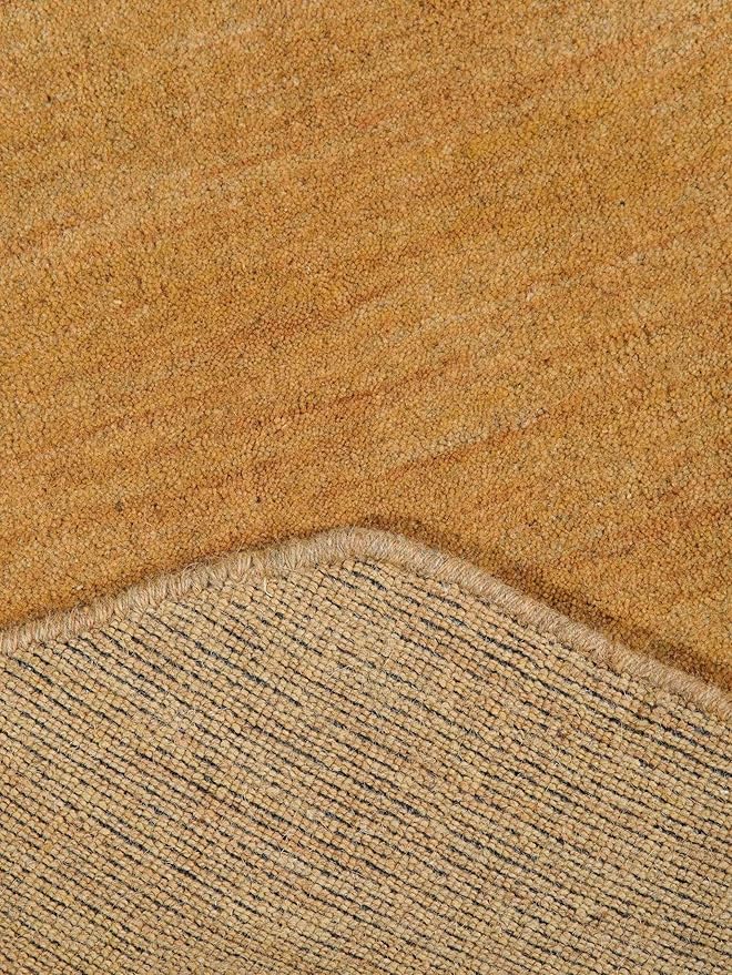 Hand Knotted Loom Wool ECO-Friendly Area Rugs - 6'x6', Octagon, Gold Color, Solid Plain Design, High Pile Thick Handmade Anti Skid Area Rugs for Living Room, Bed Room (L00111)