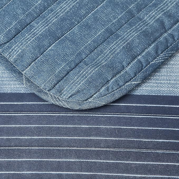 Nautica- Queen Quilt Set, Cotton Reversible Bedding Set, All Season Designer Home Décor (Ridgeport Blue, Queen)