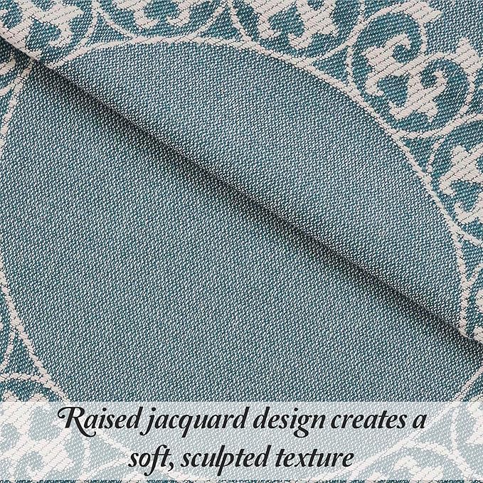 Superior Cotton Blend Bedspread Set, Includes Oversized Bedspread & 2 Matching Pillow Shams, Light Weight Blanket, Bedding Decor, Jacquard Vintage Floral Mandala, Lyron Collection, Full, Cerulean Blue