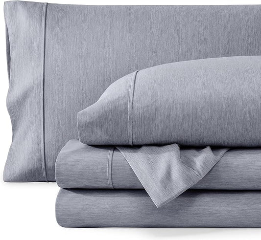 Bare Home Twin Sheet Set - 1800 Ultra-Soft Microfiber Double Brushed - Deep Pockets - Easy Fit - Extra Soft - 3 Piece Set - Bedding Sheets & Pillowcases (Twin, Heathered Blueberry)