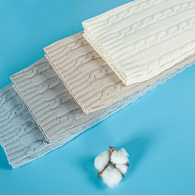 NTBAY 100% Pure Cotton Cable Knit Toddler Blanket, Super Soft Warm Breathable 30x40 Baby Blanket for Crib, Stroller, Nursery, Travel, Newborn, 30x40 Inches, Apricot
