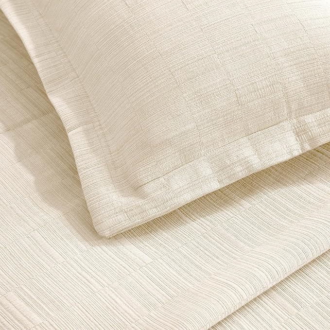Superior 3 Piece Cotton Bedspread and Sham Set, Home Bed Decor, Decorative Bed Spread, 2 Pillow Shams, Medium Weight, Matelasse Coverlet, Bedding Essentials, Zenith Collection, California King, Ivory