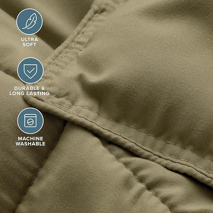 Bare Home Comforter Set - Full Size - Ultra-Soft - Goose Down Alternative - Premium 1800 Series - All Season Warmth (Full, Olive)