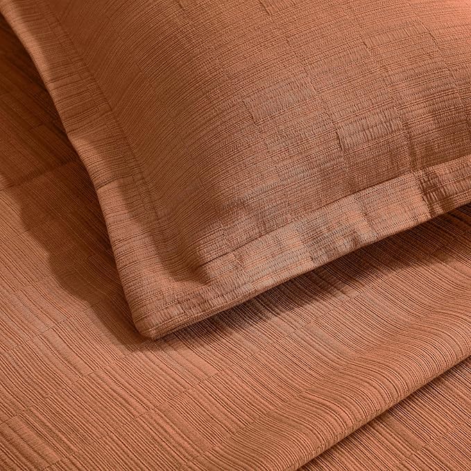 Superior 3 Piece Cotton Bedspread and Sham Set, Home Bed Decor, Decorative Bed Spread, 2 Pillow Shams, Medium Weight, Matelasse Coverlet, Bedding Essentials, Zenith Collection, King, Burnt Orange