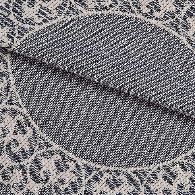 SUPERIOR Cotton Blend Bedspread Set, Includes Oversized Bedspread and 2 Matching Pillow Shams, Light Weight Blanket, Bedding Decor, Jacquard Vintage Floral Mandala, Lyron Collection - Full, Denim Blue