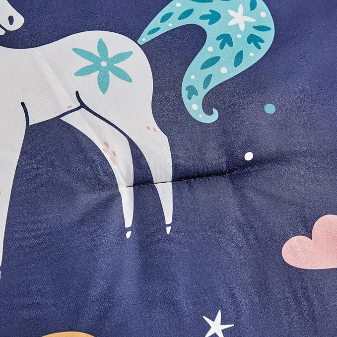 Chezmoi Collection 3-Piece Kids Bedding Comforter Set - Soft Microfiber Multi-Color Kids Cute Magical Unicorn Love Hearts Rainbows, Twin