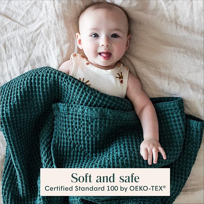 Simka Rose Waffle Baby Blanket Cotton Soft Breathable Swaddle for Nursery, Stroller & Crib Blanket - Receiving Blankets for Boys & Girls, Toddlers- Machine Washable
