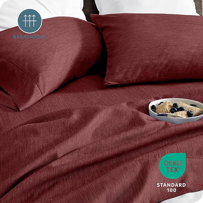 Bare Home Twin Sheet Set - 1800 Ultra-Soft Microfiber Double Brushed - Deep Pockets - Easy Fit - Extra Soft - 3 Piece Set - Bed Sheets (Twin, Heathered Rose)