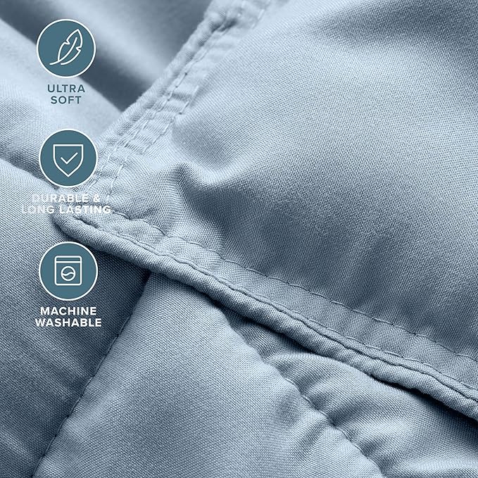 Bare Home Comforter Set - Queen Size - Ultra-Soft - Goose Down Alternative - Premium 1800 Series - All Season Warmth (Queen, Dusty Blue)