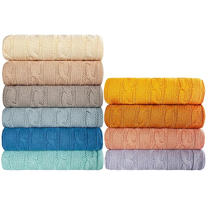 NTBAY 100% Pure Cotton Cable Knit Toddler Blanket, Super Soft Warm Breathable 30x40 Baby Blanket for Crib, Stroller, Nursery, Travel, Newborn, 30x40 Inches, Light Blue
