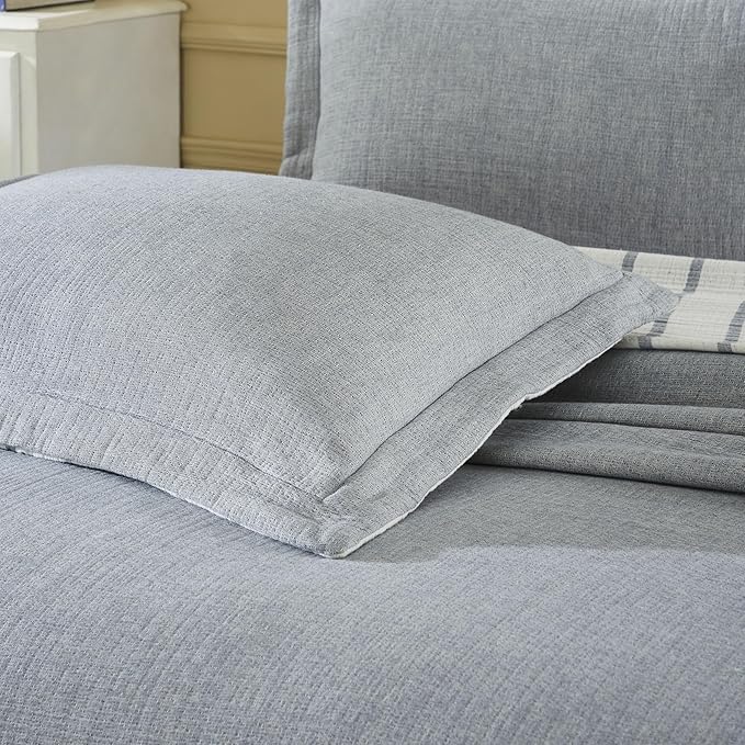 Superior 3 Piece Cotton Reversible Bedspread and Sham Set, Home Bed Decor, Decorative Bed Spread, 2 Pillow Shams, Medium Weight, Matelasse Coverlet Bedding, Valencia Collection, California King, Blue