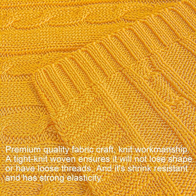 NTBAY 100% Pure Cotton Cable Knit Toddler Blanket, Super Soft Warm Breathable 30x40 Baby Blanket for Crib, Stroller, Nursery, Travel, Newborn, 30x40 Inches, Turmeric