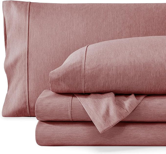 Bare Home Queen Sheet Set - Luxury 1800 Ultra-Soft Microfiber Queen Bed Sheets - Double Brushed - Deep Pockets - Easy Fit - 4 Piece Set - Bedding Sheets & Pillowcases (Queen, Heathered Rosewood)
