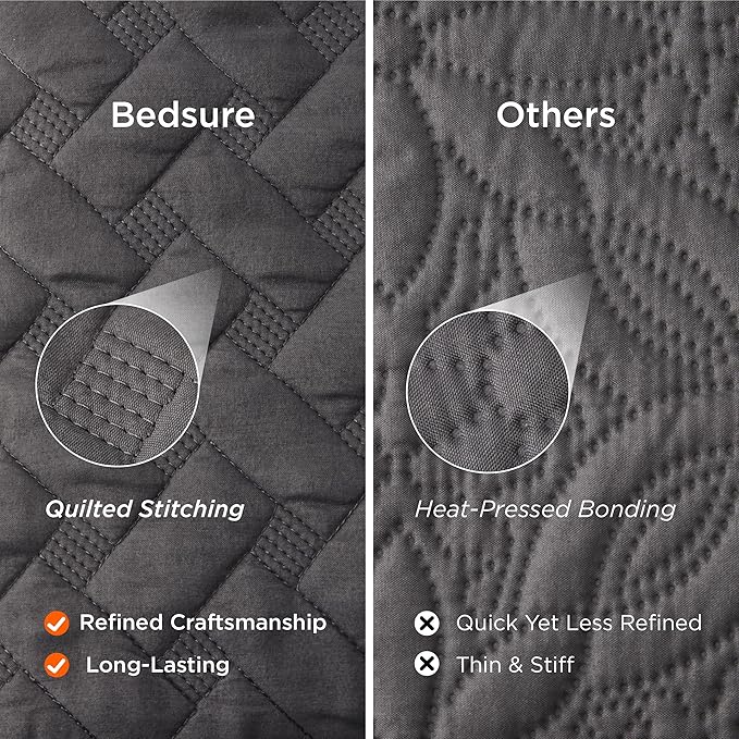 Bedsure Quilts Queen Size - Grey Bedspreads Queen Size with Basket Weave Pattern, Soft Quilt Bedding Set, Lightweight Comforter Set Coverlet for All Seasons with 2 Pillow Shams (90" x 96")