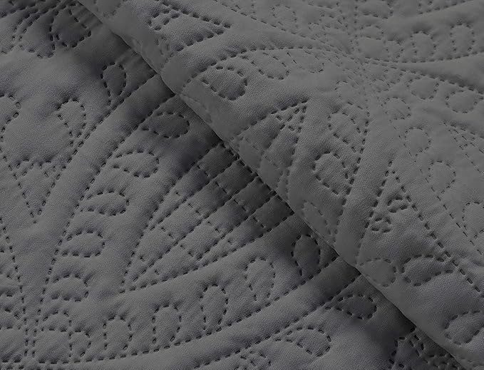 Chezmoi Collection Austin 3-Piece Oversized Bedspread Coverlet Set (King, Charcoal) (Pack of 6)